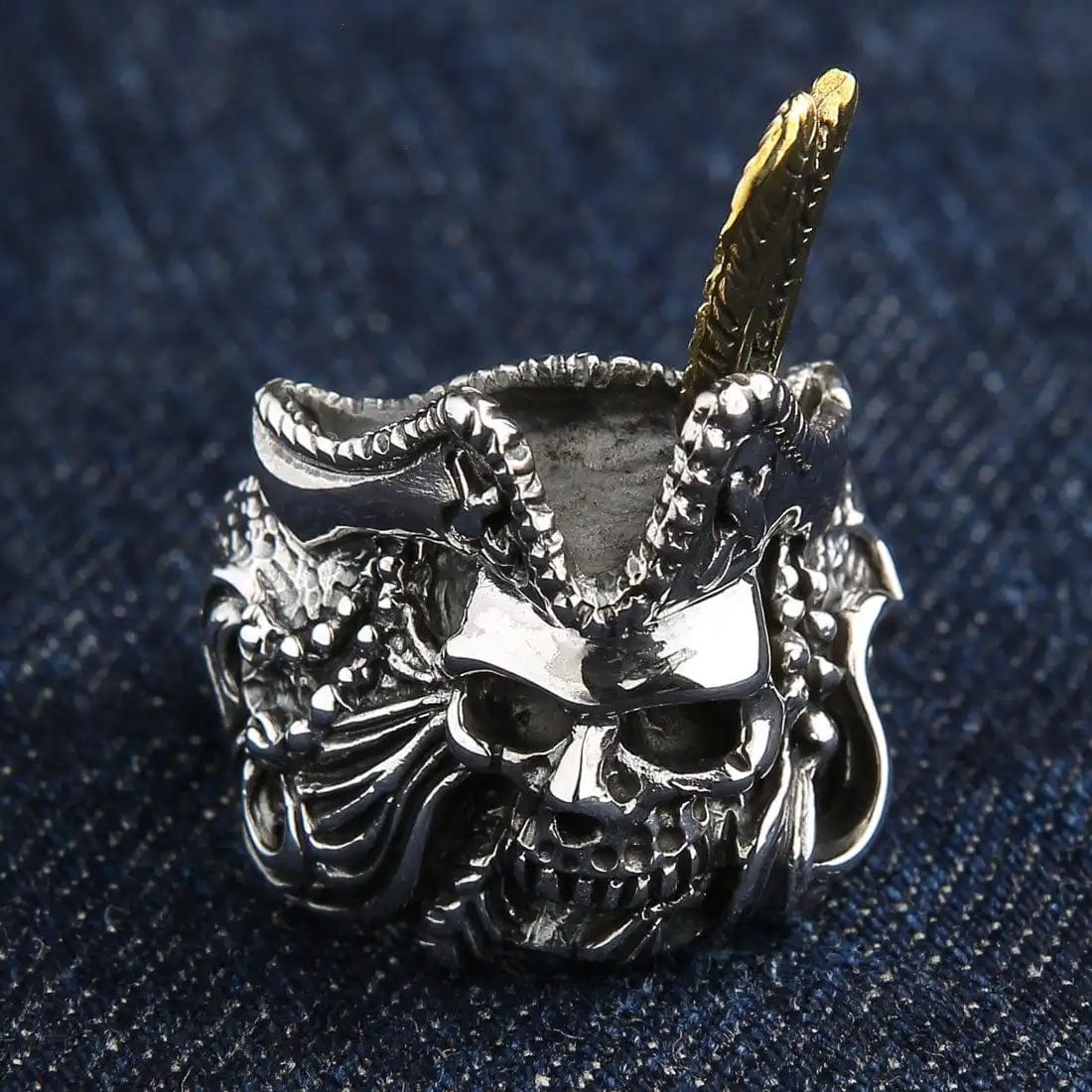 Bikerringshop Sterling Silver Pirate Skull Mens Ring 4 Bikerringshop Sterling Silver Pirate Skull Mens Ring - Image 2