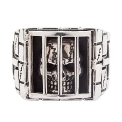 Bikerringshop Sterling Silver Prisoner Skull Rings -Outlet Rings Store sterling silver prisoner skull rings 3