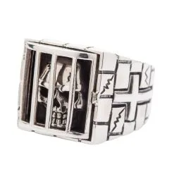 Bikerringshop Sterling Silver Prisoner Skull Rings -Outlet Rings Store sterling silver prisoner skull rings 7