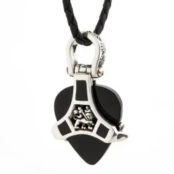 Bikerringshop Sterling Silver Rasta Lion Guitar Pick Holder Pendant -Outlet Rings Store sterling silver rasta lion guitar pick holder pendant 2