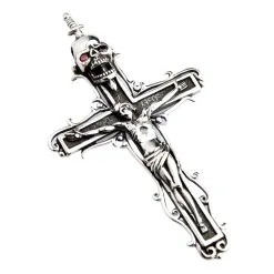 Bikerringshop Sterling Silver Skull Cross Jesus Gothic Pendant -Outlet Rings Store sterling silver skull cross jesus gothic pendant 5