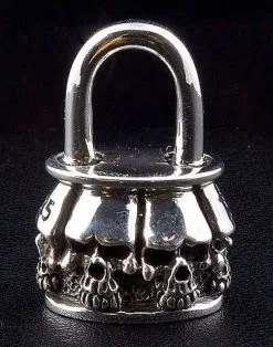 Bikerringshop Sterling Silver Skull Padlock Pendant -Outlet Rings Store sterling silver skull padlock pendant