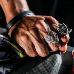 Bikerringshop Sterling Silver Gold Brass Sugar Skull Ring -Outlet Rings Store sterling silver sugar skull ring 11