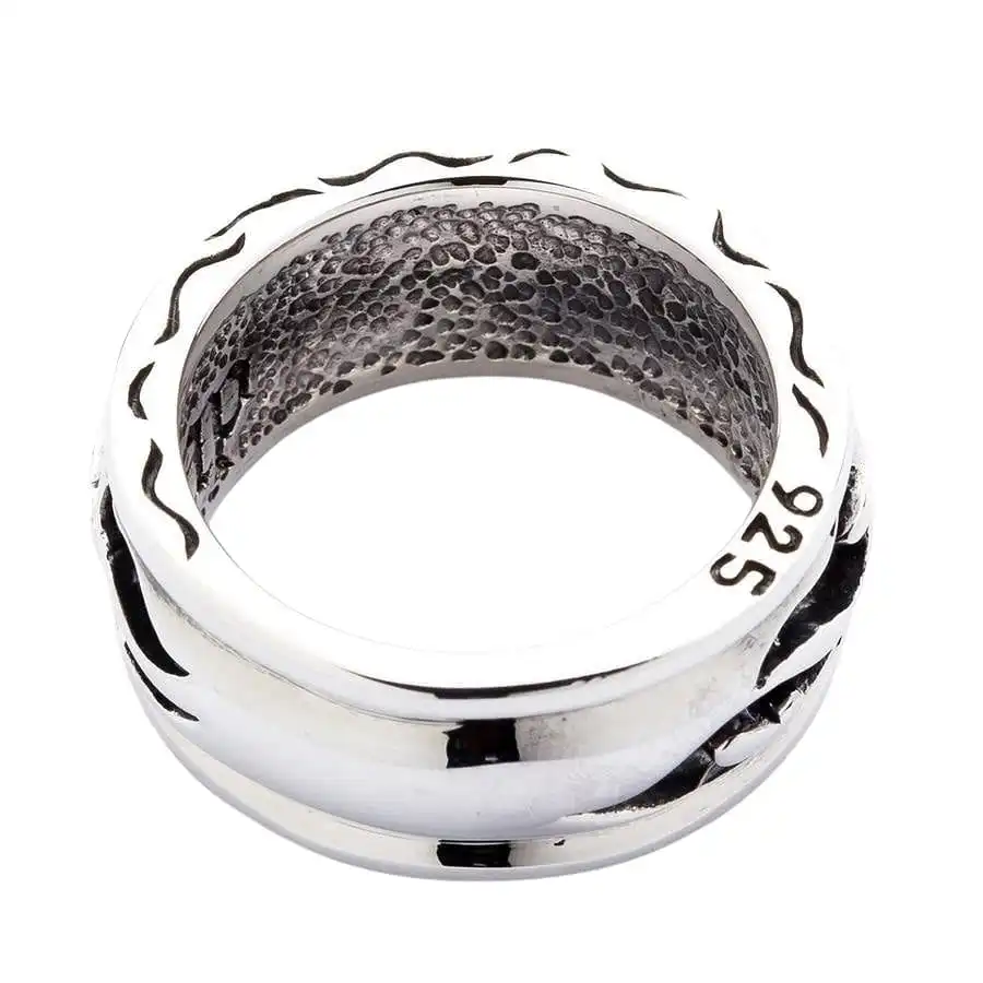 Bikerringshop Sterling Silver Tribal Band Ring 8 Bikerringshop Sterling Silver Tribal Band Ring - Image 6