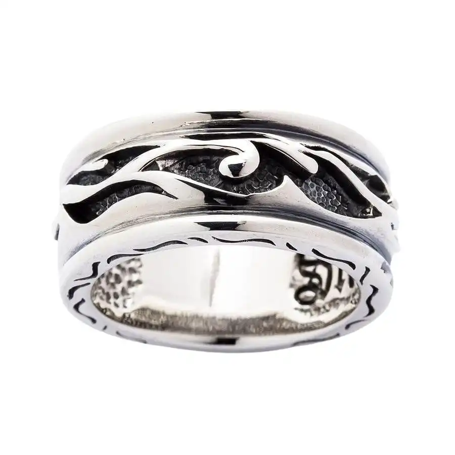 Bikerringshop Sterling Silver Tribal Band Ring 4 Bikerringshop Sterling Silver Tribal Band Ring - Image 2