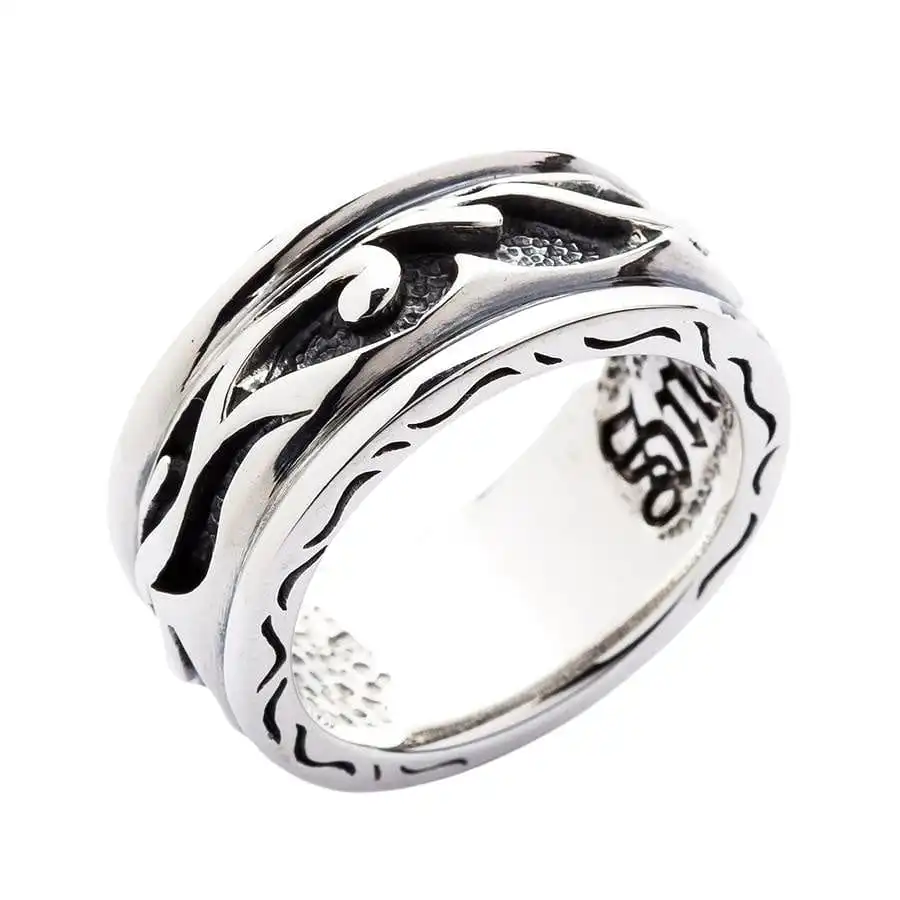 Bikerringshop Sterling Silver Tribal Band Ring 7 Bikerringshop Sterling Silver Tribal Band Ring - Image 5