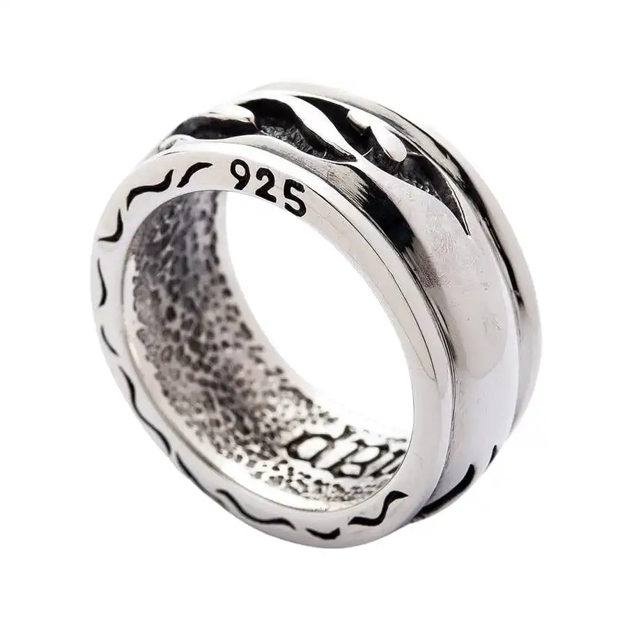 Bikerringshop Sterling Silver Tribal Band Ring 9 Bikerringshop Sterling Silver Tribal Band Ring - Image 7