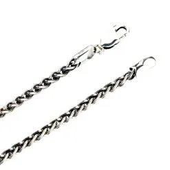 Bikerringshop 3.5mm Sterling Silver Wheat Chain Men's Necklace -Outlet Rings Store sterling silver wheat chain 2