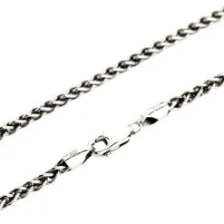 Bikerringshop 3.5mm Sterling Silver Wheat Chain Men's Necklace