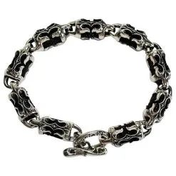 Bikerringshop Silver Stingray Leather Biker Bracelet
