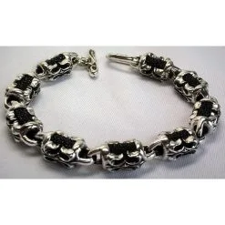 Bikerringshop Silver Stingray Leather Biker Bracelet -Outlet Rings Store stingray biker bracelet 3