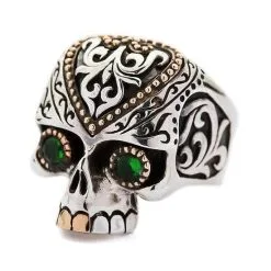 Bikerringshop Sterling Silver Tribal Sugar Skull Biker Ring -Outlet Rings Store sugar skull biker ring 2