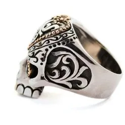 Bikerringshop Sterling Silver Tribal Sugar Skull Biker Ring -Outlet Rings Store sugar skull biker ring 3