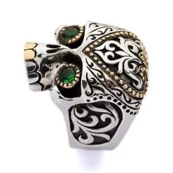 Bikerringshop Sterling Silver Tribal Sugar Skull Biker Ring -Outlet Rings Store sugar skull biker ring 4