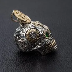 Bikerringshop 925 Sterling Silver Sugar Skull Pendant 10 Bikerringshop 925 Sterling Silver Sugar Skull Pendant -Outlet Rings Store sugar skull pendant 4