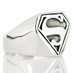 Outlet Rings Store 14 Bikerringshop 925 Sterling Silver Superman Ring