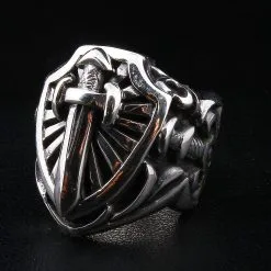 Bikerringshop Heavy Sterling Silver Sword Men's Ring -Outlet Rings Store sword mens ring 2