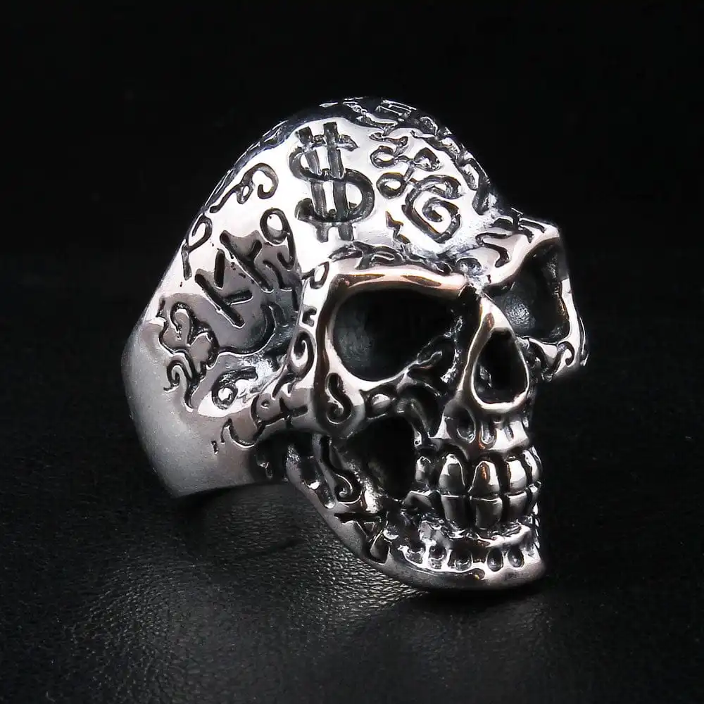 Bikerringshop Sterling Silver Tattoo Skull Ring 3 Bikerringshop Sterling Silver Tattoo Skull Ring