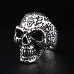 Bikerringshop Sterling Silver Tattoo Skull Ring 9 Bikerringshop Sterling Silver Tattoo Skull Ring -Outlet Rings Store tattoo skull silver ring 3