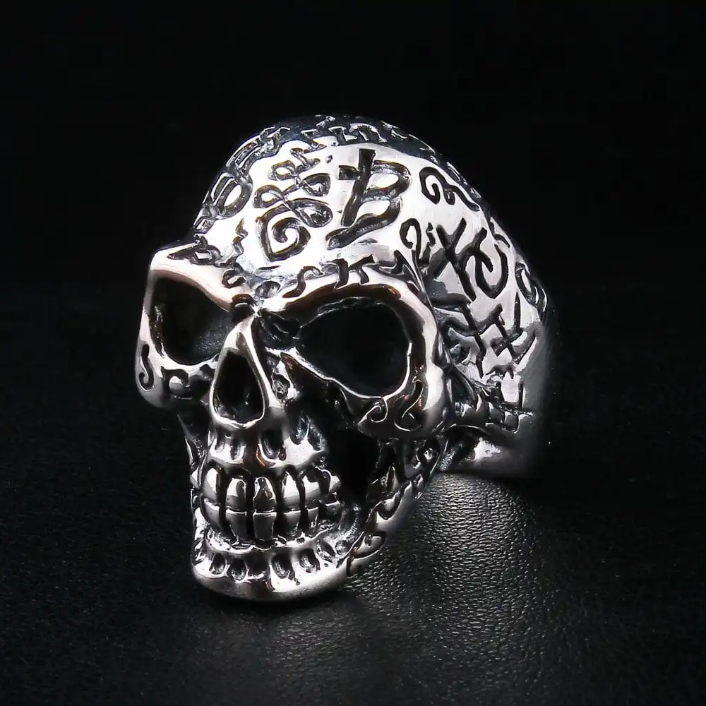 Bikerringshop Sterling Silver Tattoo Skull Ring 5 Bikerringshop Sterling Silver Tattoo Skull Ring - Image 3