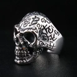 Bikerringshop Sterling Silver Tattoo Skull Ring 10 Bikerringshop Sterling Silver Tattoo Skull Ring -Outlet Rings Store tattoo skull silver ring 4