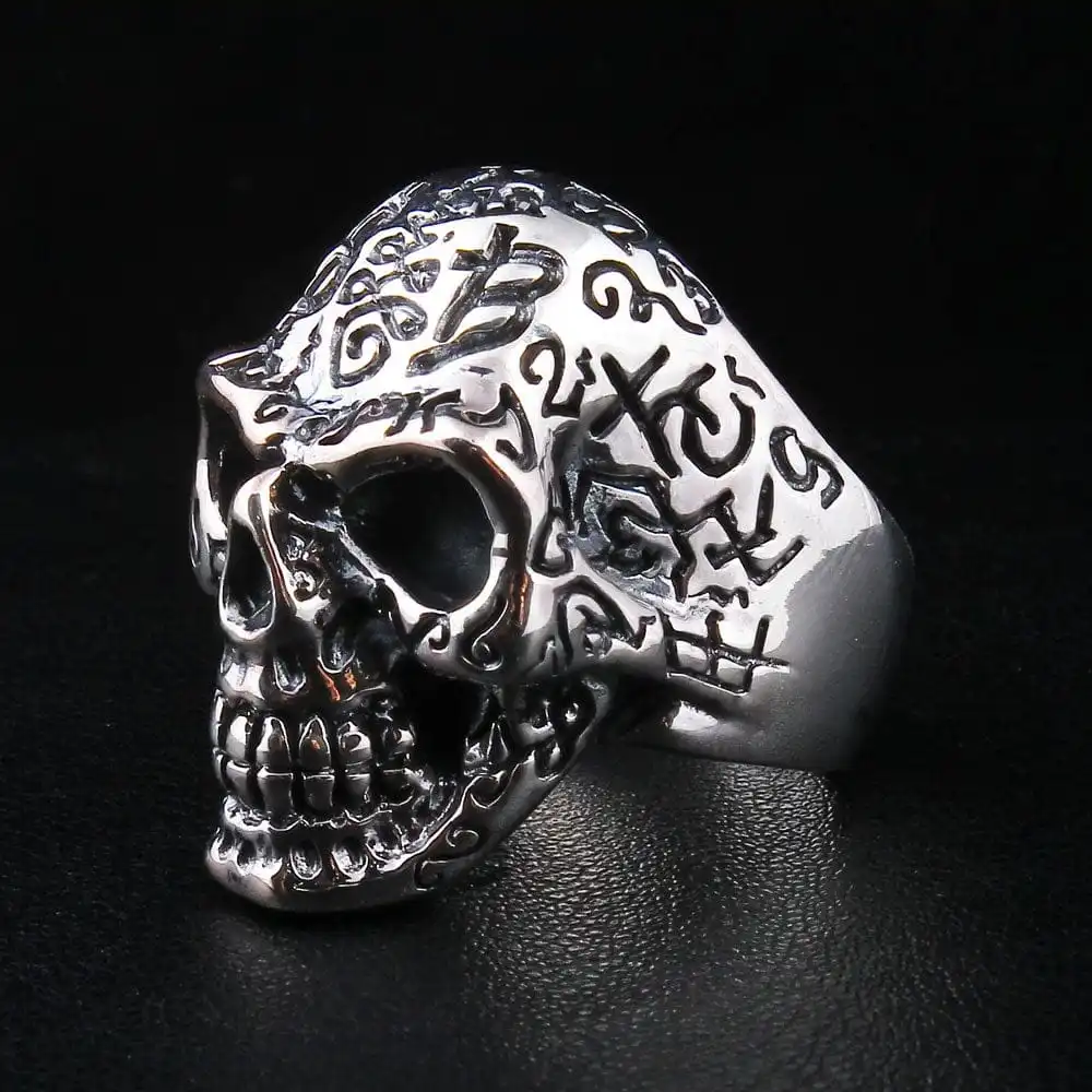 Bikerringshop Sterling Silver Tattoo Skull Ring 6 Bikerringshop Sterling Silver Tattoo Skull Ring - Image 4