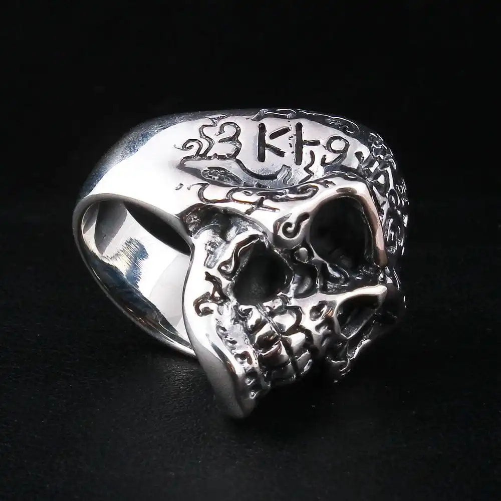 Bikerringshop Sterling Silver Tattoo Skull Ring 7 Bikerringshop Sterling Silver Tattoo Skull Ring - Image 5