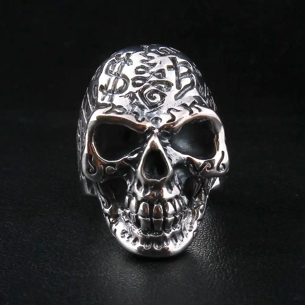 Bikerringshop Sterling Silver Tattoo Skull Ring 4 Bikerringshop Sterling Silver Tattoo Skull Ring - Image 2