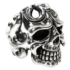 Bikerringshop Sterling Silver Tribal Tattoo Skull Ring