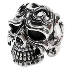 Bikerringshop Sterling Silver Tribal Tattoo Skull Ring -Outlet Rings Store tattoos skull ring 5
