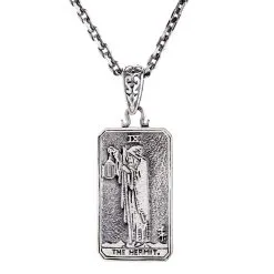 Bikerringshop Sterling Silver The Hermit Tarot Card Pendant -Outlet Rings Store the hermit pendant necklace