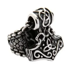 Bikerringshop Sterling Silver Thors Hammer Mens Biker Ring -Outlet Rings Store thors hammer biker ring