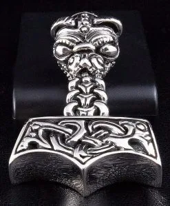 Bikerringshop Thors Hammer 925 Sterling Silver Mens Pendant Necklace