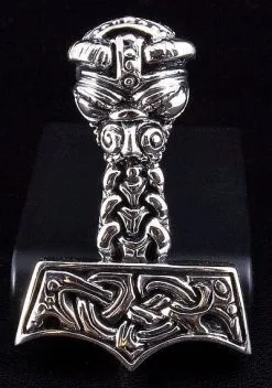 Bikerringshop Thors Hammer 925 Sterling Silver Mens Pendant Necklace -Outlet Rings Store thors hammer pendant viking