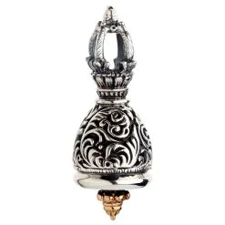 Bikerringshop Sterling Silver Tibetan Buddhist Bell Pendant
