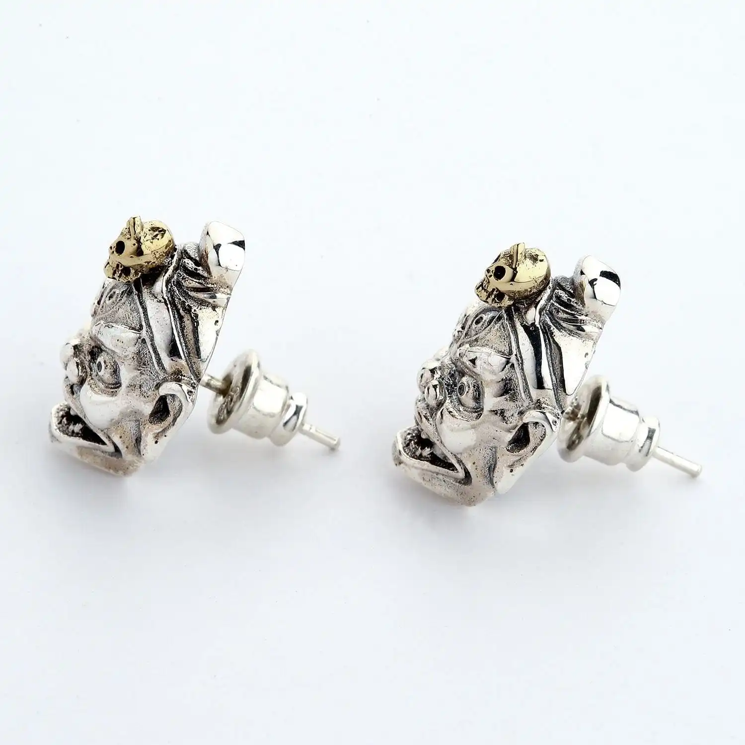 Bikerringshop Sterling Silver Tibetan Devil Mask Earrings 6 Bikerringshop Sterling Silver Tibetan Devil Mask Earrings - Image 4