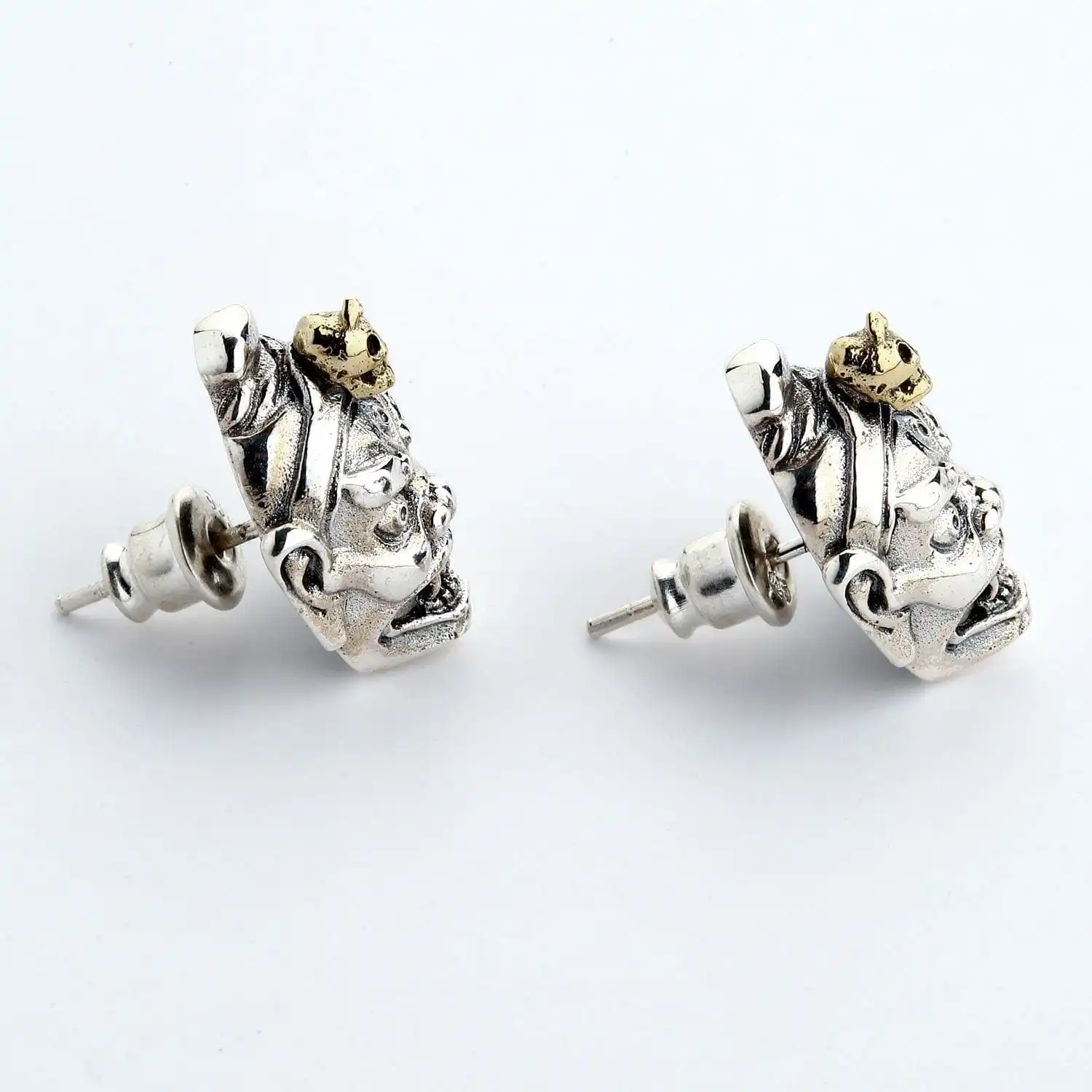 Bikerringshop Sterling Silver Tibetan Devil Mask Earrings 7 Bikerringshop Sterling Silver Tibetan Devil Mask Earrings - Image 5