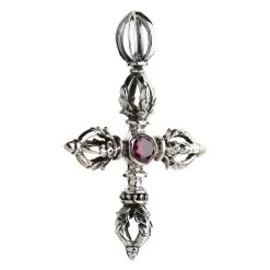 Bikerringshop Sterling Silver Tibetan Double Dorje Amulet Pendant -Outlet Rings Store tibetan double dorje pendant hinduism vajra