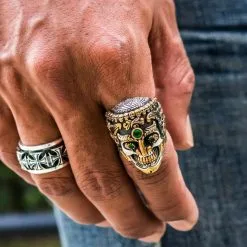 Bikerringshop Sterling Silver Tibetan Skull Ring