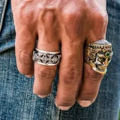 Bikerringshop Sterling Silver Tibetan Skull Ring -Outlet Rings Store tibetan skull ring 13