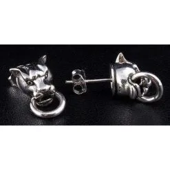 Bikerringshop 925 Sterling Silver Tiger Earrings -Outlet Rings Store tiger earrings 3