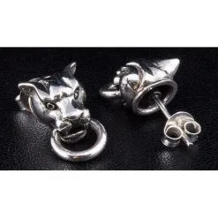 Bikerringshop 925 Sterling Silver Tiger Earrings -Outlet Rings Store tiger earrings 5