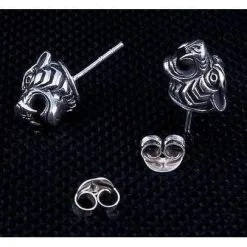 Bikerringshop Sterling Silver Tiger Head Mens Earrings 10 Bikerringshop Sterling Silver Tiger Head Mens Earrings -Outlet Rings Store tiger head mens earrings 3