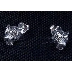 Bikerringshop Sterling Silver Tiger Head Mens Earrings 13 Bikerringshop Sterling Silver Tiger Head Mens Earrings -Outlet Rings Store tiger head mens earrings 6