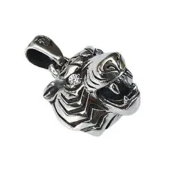 Bikerringshop Diamond Eyes Sterling Silver Tiger Head Pendant -Outlet Rings Store tiger pendant 2