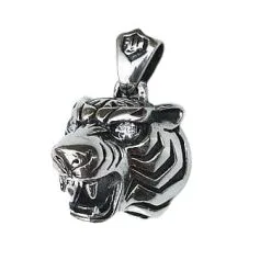 Bikerringshop Diamond Eyes Sterling Silver Tiger Head Pendant -Outlet Rings Store tiger pendant 4