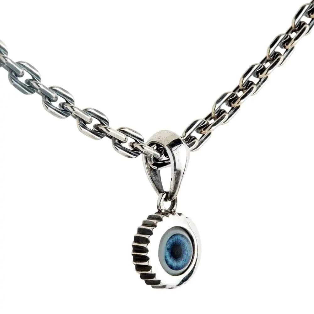 Bikerringshop Sterling Silver Small Evil Eye Pendant 3 Bikerringshop Sterling Silver Small Evil Eye Pendant