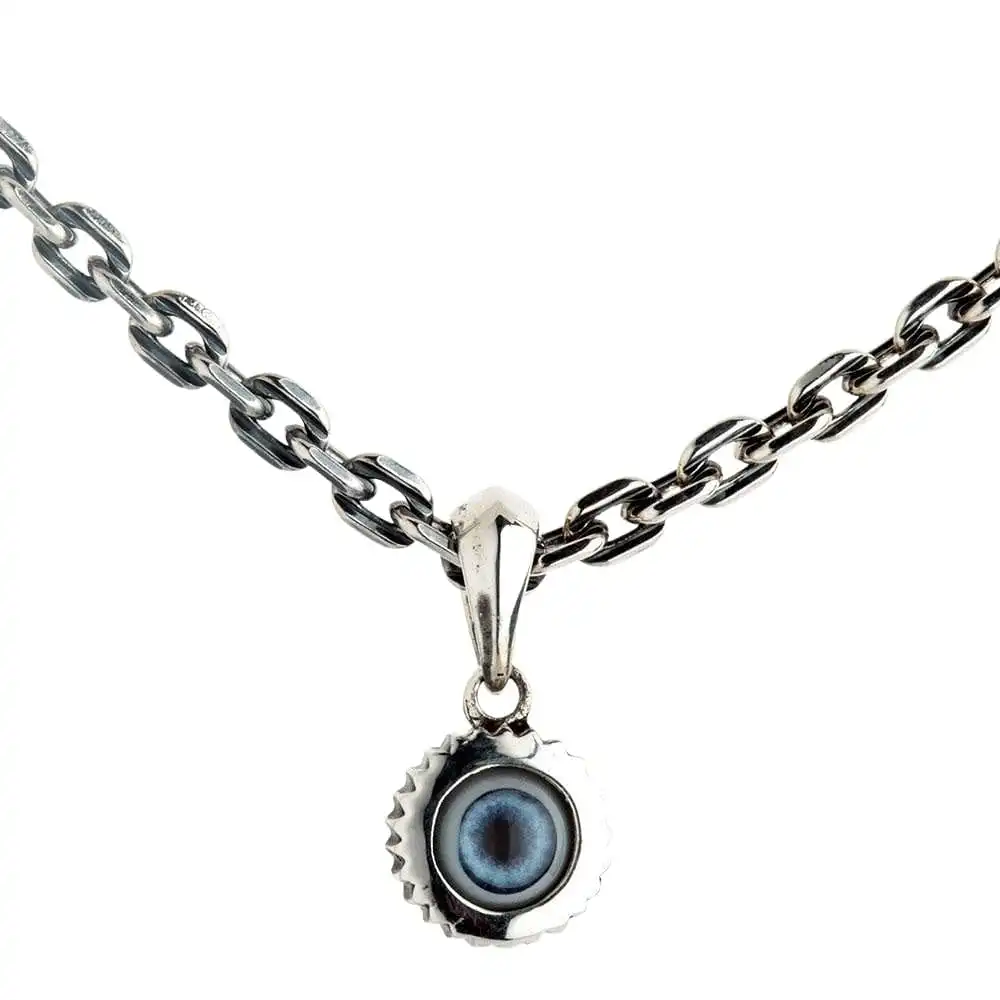 Bikerringshop Sterling Silver Small Evil Eye Pendant 4 Bikerringshop Sterling Silver Small Evil Eye Pendant - Image 2