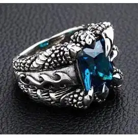 Bikerringshop 925 Sterling Silver Blue Topaz Flame Claw Ring 9 Bikerringshop 925 Sterling Silver Blue Topaz Flame Claw Ring - Image 7