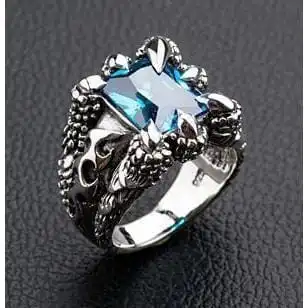 Bikerringshop 925 Sterling Silver Blue Topaz Flame Claw Ring 10 Bikerringshop 925 Sterling Silver Blue Topaz Flame Claw Ring - Image 8